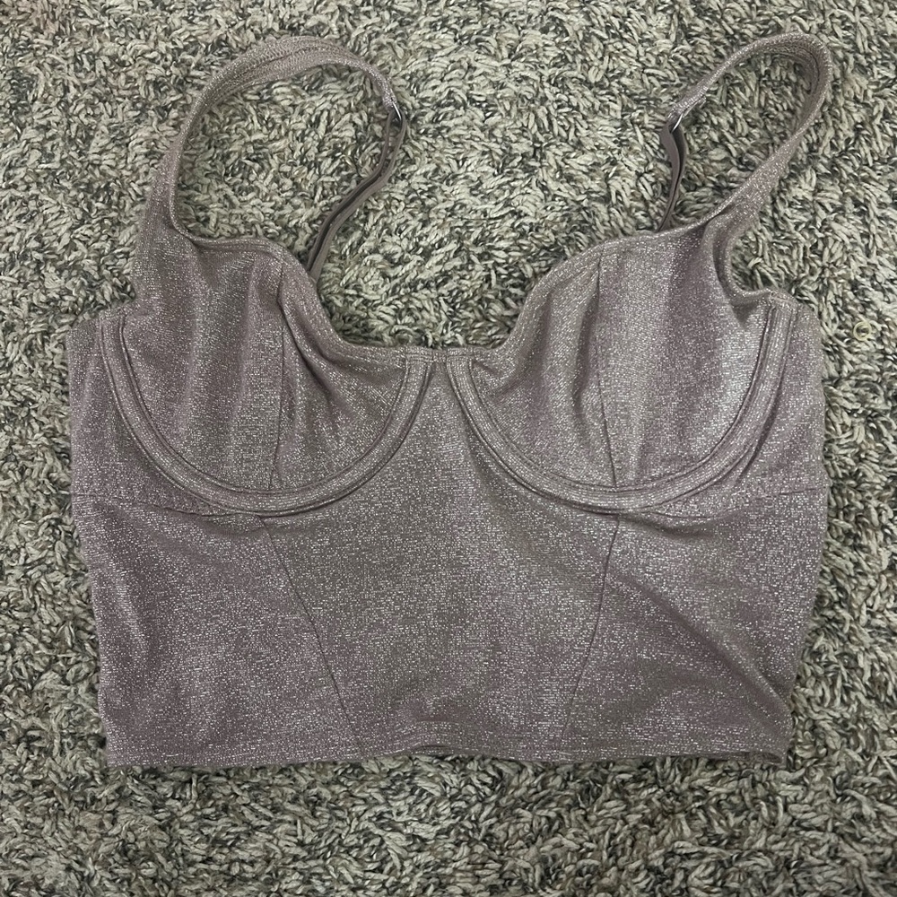 Hollister Shimmering Silver Bustier Top